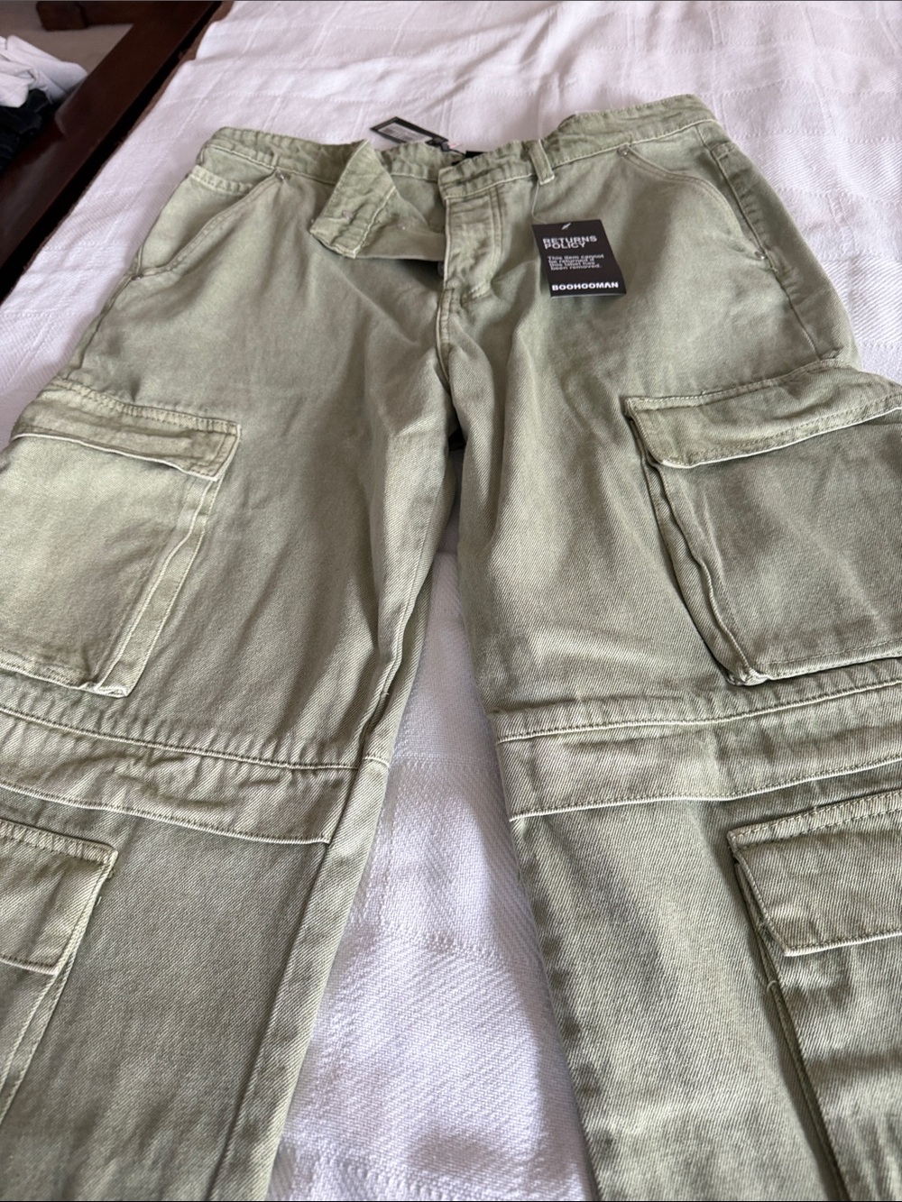 Boohoo Light Olive Cargo Pants for Men
